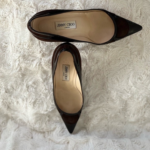 Jimmy Choo Shoes - Jimmy Choo Suede and Patent Pumps Brown SZ 9/ 39